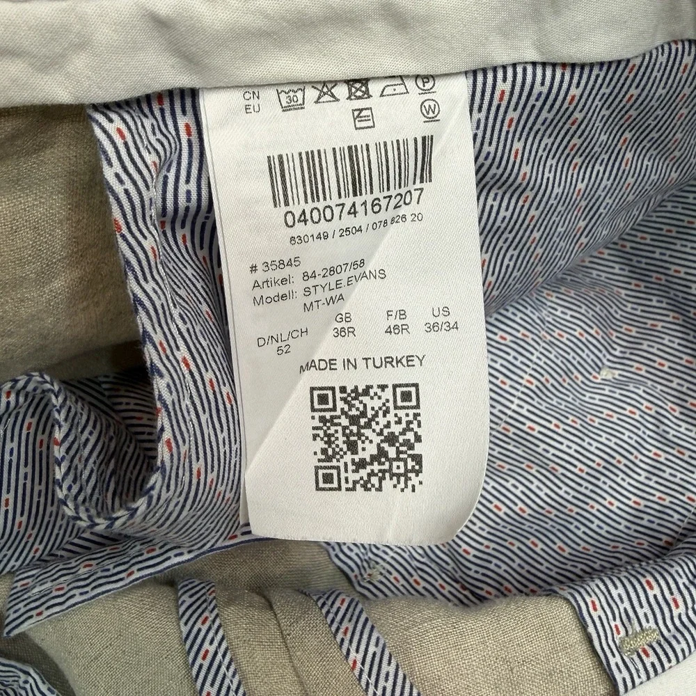 Brax Evans 100% Linen Men's 36x34 Beige Casual Business Dress Pants Summer